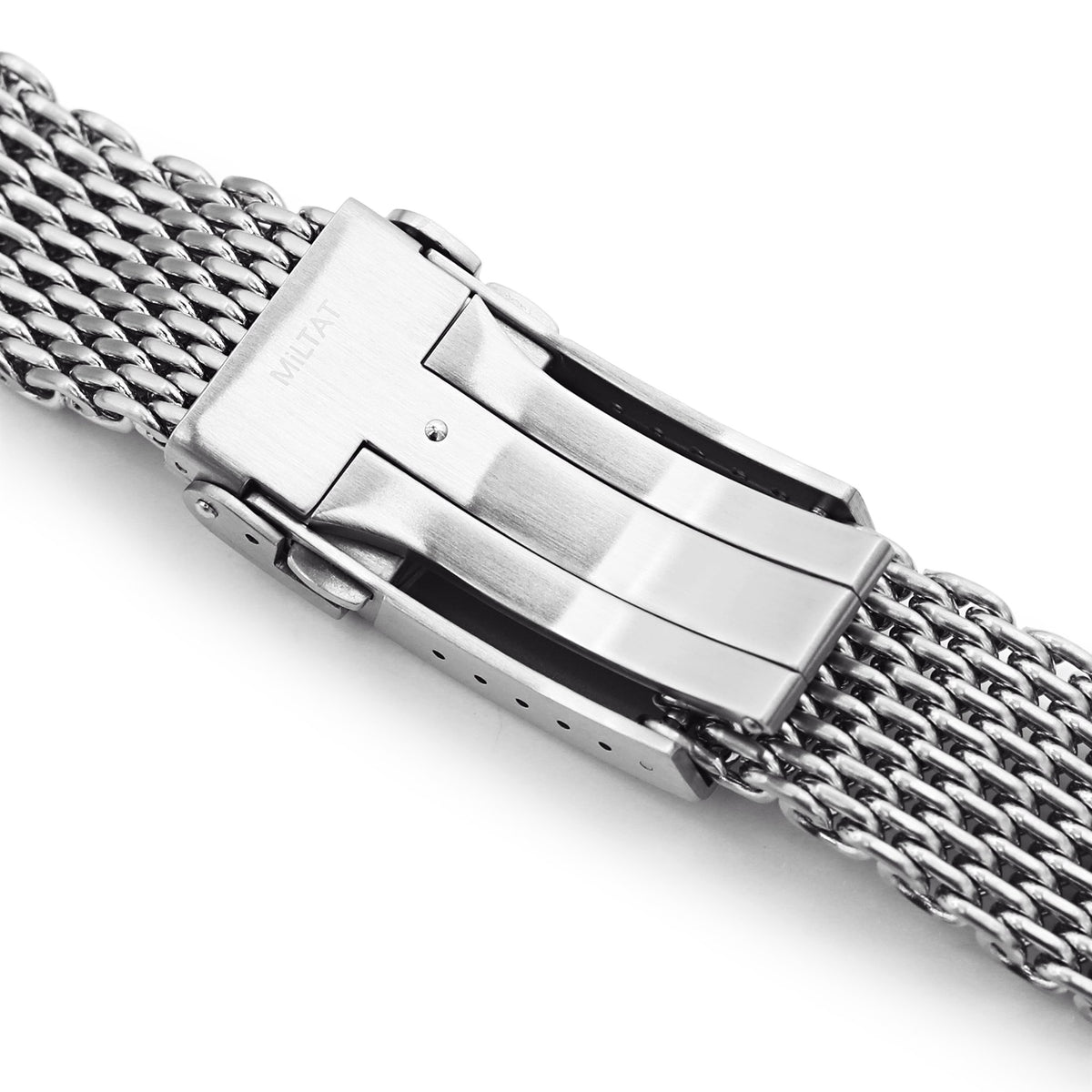 22mm Brushed Tapered Winghead &quot;SHARK&quot; Mesh watch band, V-Clasp Strapcode Watch Bands