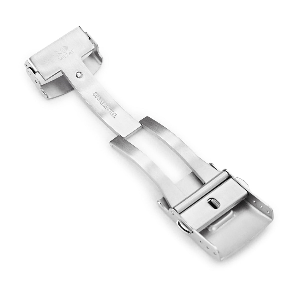 Fermoir de plongée à bouton-poussoir en acier inoxydable 18mm, 20mm, 22mm ou 24mm pour bracelet de montre, finition brossée