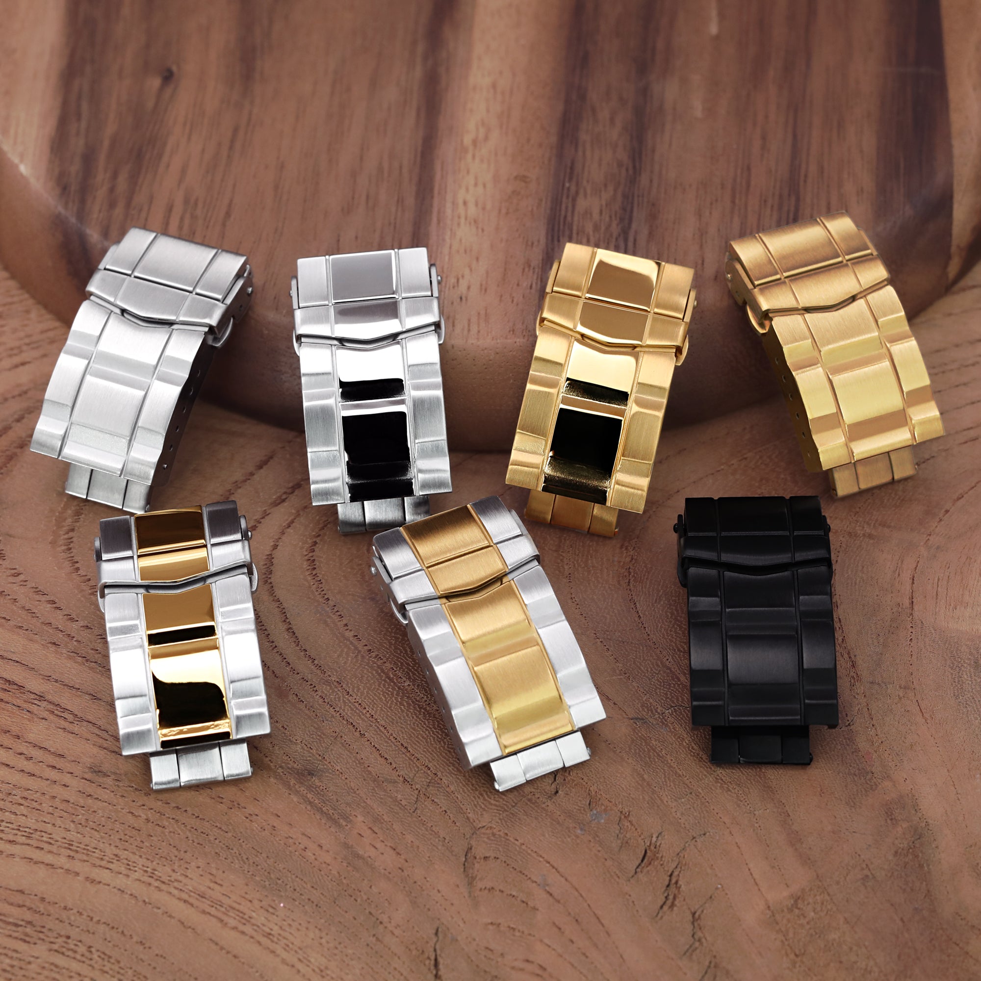16mm 18mm or 20mm Solid 316L Stainless Steel Double Locks SUB Diver Clasp Button Control Brushed Strapcode Buckles
