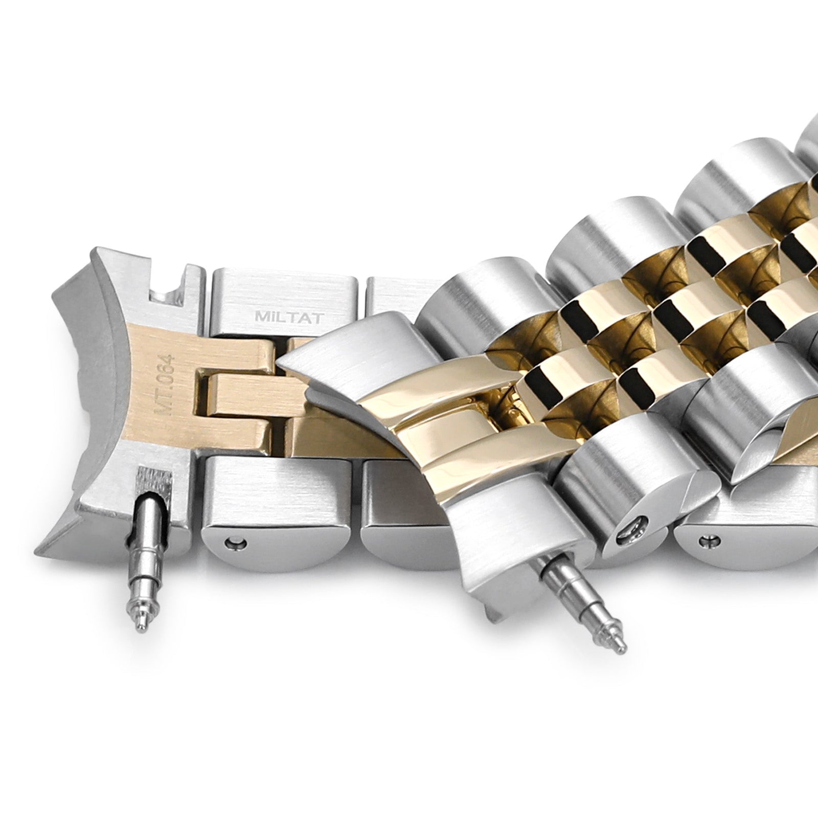 Bracelet Angus-J Louis JUB 20mm compatible Seiko Alpinist SARB017 (ou Hamilton Khaki H70455733), acier inoxydable 316L brossé, fermoir V doré IP