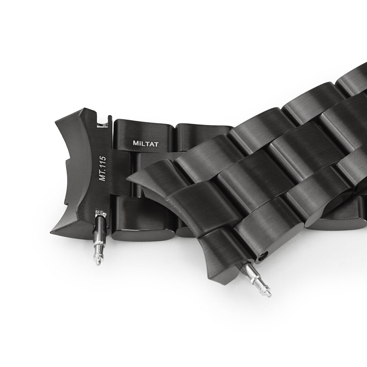 22mm Super-O Boyer Watch Band for Orient Black Kamasu, 316L Stainless Steel PVD Graphite Color V-Clasp Strapcode watch bands