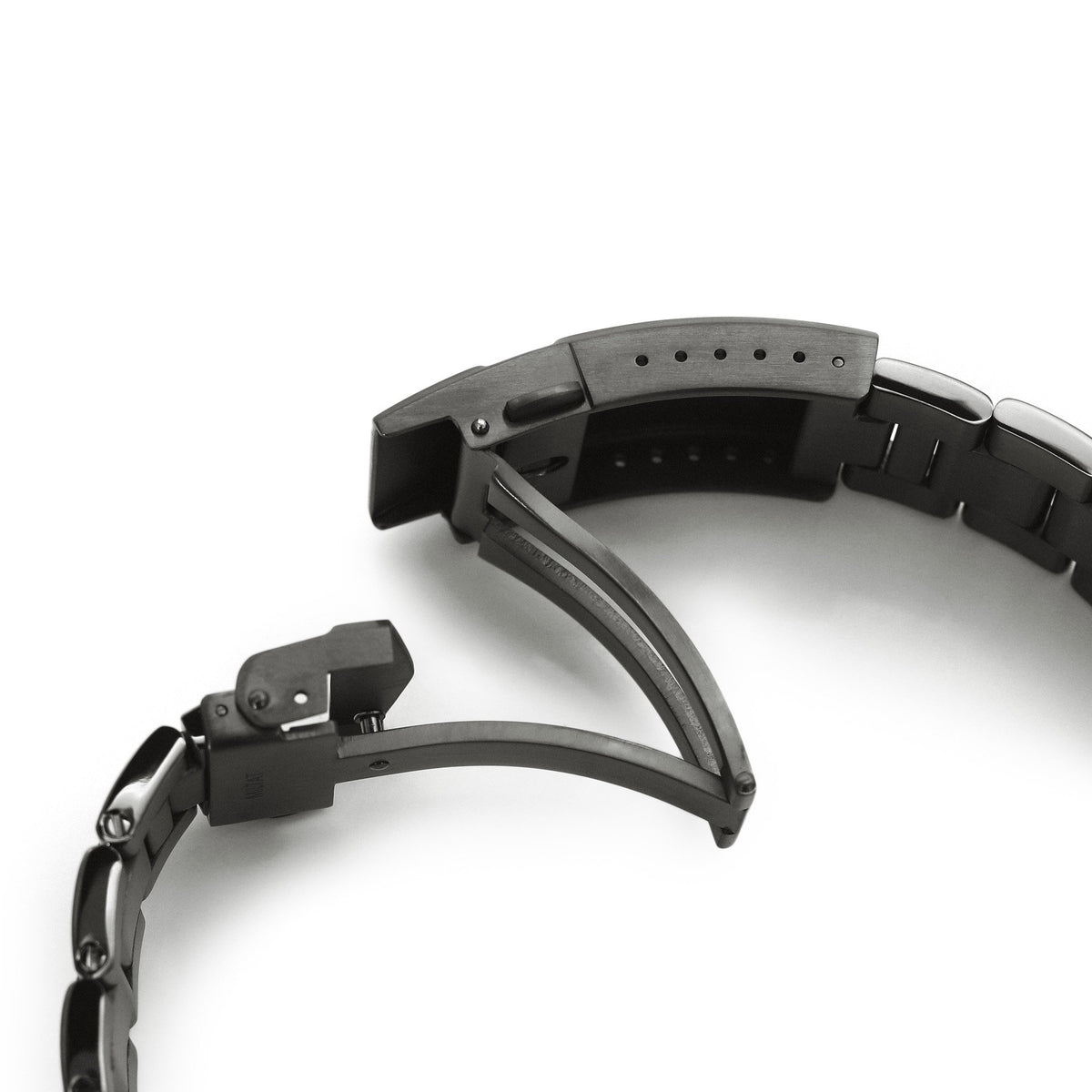 22mm Super-O Boyer Watch Band for Orient Black Kamasu, 316L Stainless Steel PVD Graphite Color V-Clasp Strapcode watch bands