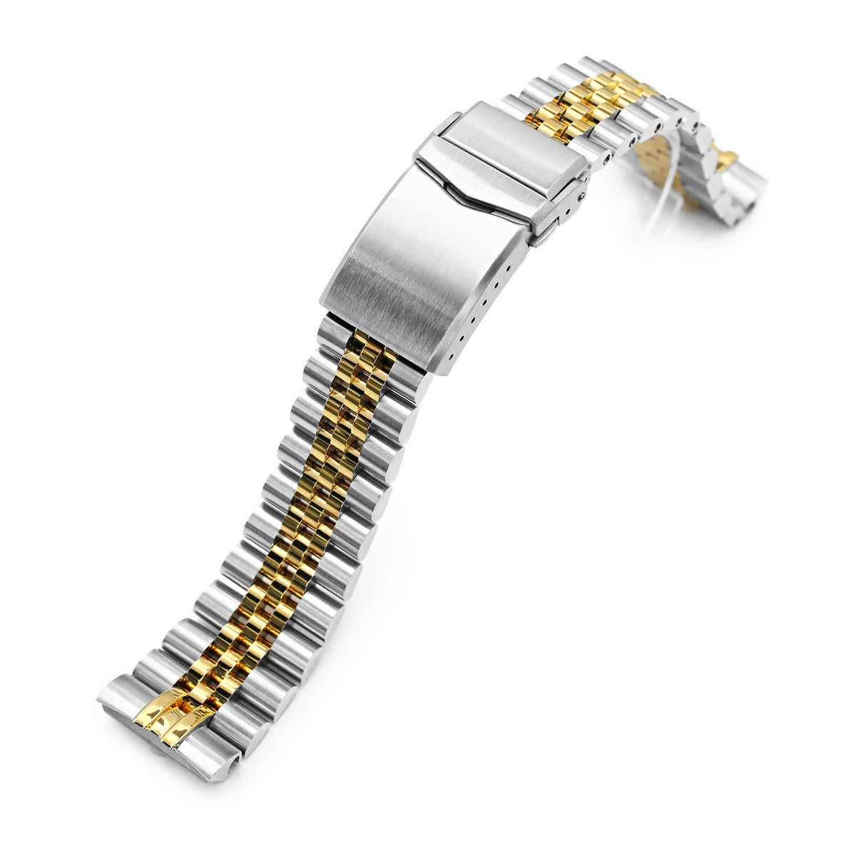 22mm Super-J Louis 316L Stainless Steel Watch Band for Seiko new Turtles SRP777, Two Tone IP Gold V-Clasp Strapcode Watch Bands