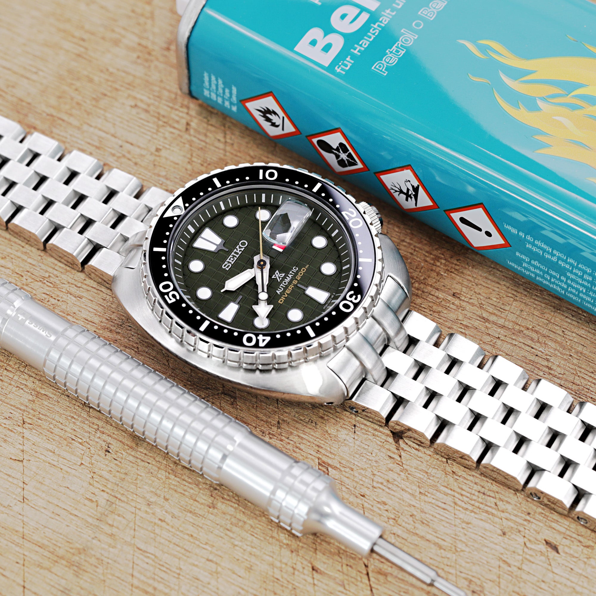 Seiko King Turtle Prospex SRPE05K1 Green Diver Ceramic Insert Strapcode Watch Bands