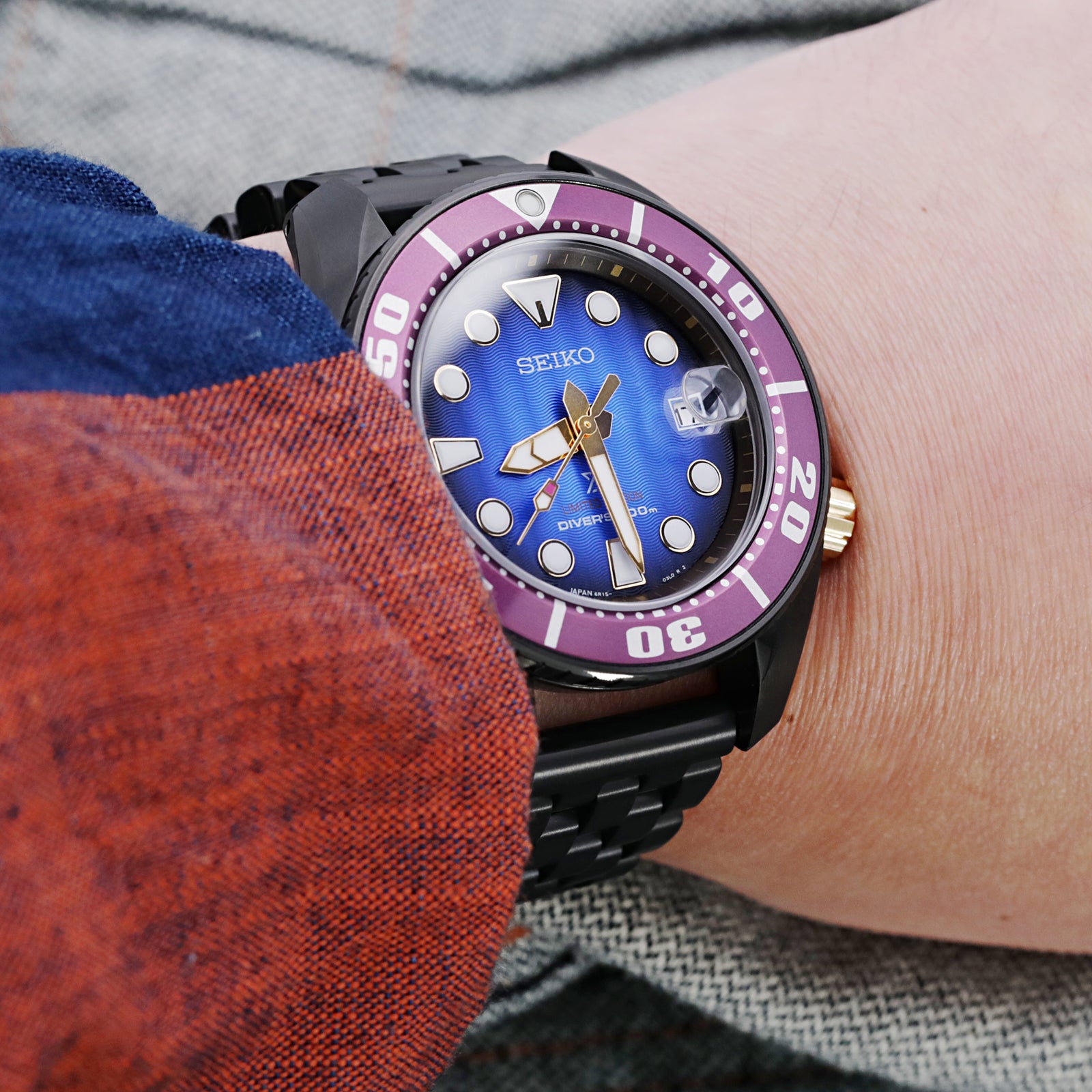 20mm, 22mm Super Engineer I Uhrenarmband mit geradem Ende, 316L Edelstahl mit diamantähnlicher Kohlenstoffbeschichtung (DLC), V-Schließe