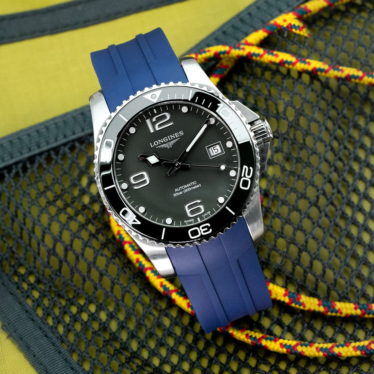 StrapXPro Série Premium - Bracelet en caoutchouc LXH1C pour Longines Hydroconquest Conquest Série Bleu Marine
